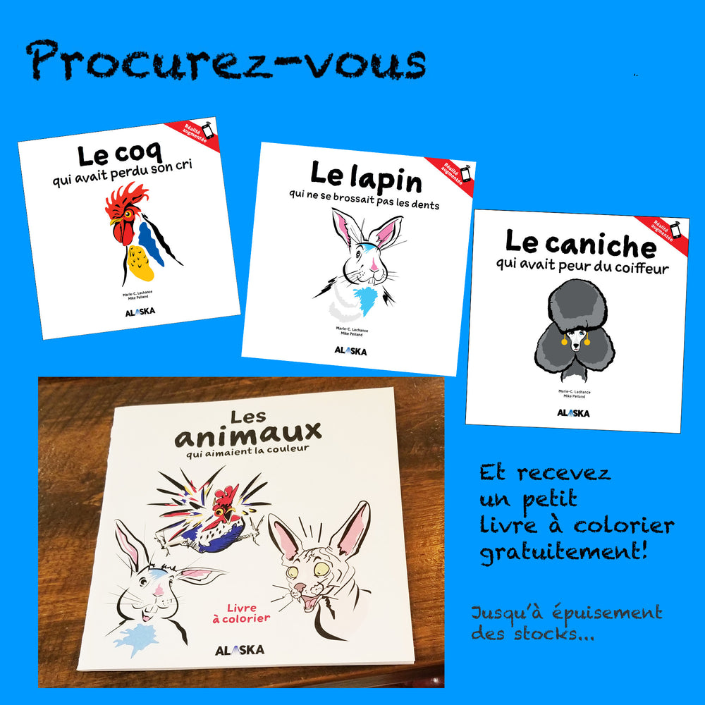 Coq + Lapin + Caniche = livre à colorier gratuit